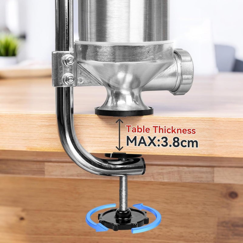 MASTER FENG 2.5 LBS Sausage Stuffer Vertical Stainless Steel Stuffing Maker Machine Packed with 8 Stuffing Funnels and 1 Silicone Piston - Image 5